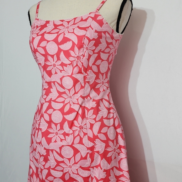 Lilly Pulitzer Sleeveless Pink Lemon Floral Midi Dress, Size 0 Petite - Picture 3 of 10